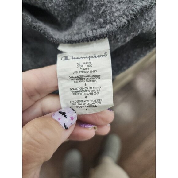 Champion Sweatshirt Crew Neck Gray Script Graphic Logo Men's Large - Picture 8 of 9